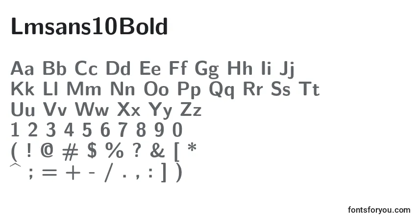 A fonte Lmsans10Bold – alfabeto, números, caracteres especiais