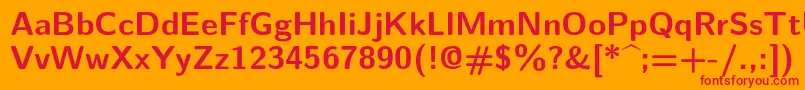 フォントLmsans10Bold – オレンジの背景に赤い文字