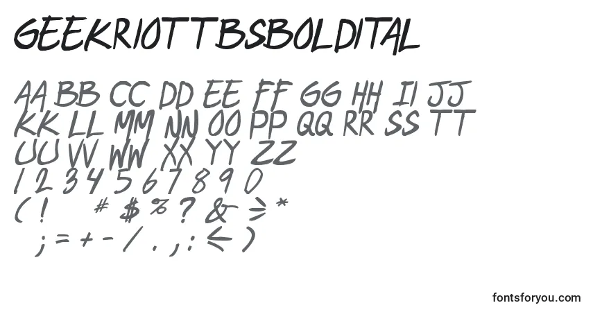 GeekriottbsBoldital-fontti – aakkoset, numerot, erikoismerkit