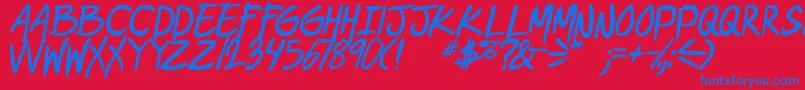 GeekriottbsBoldital-fontti – siniset fontit punaisella taustalla