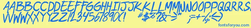 GeekriottbsBoldital Font – Blue Fonts on Yellow Background