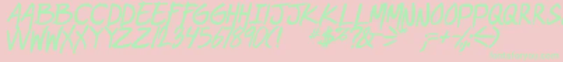 GeekriottbsBoldital-Schriftart – Grüne Schriften auf rosa Hintergrund