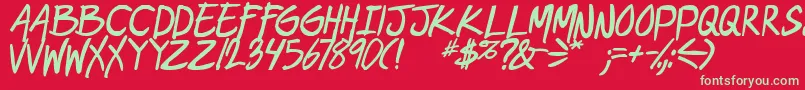 GeekriottbsBoldital-Schriftart – Grüne Schriften auf rotem Hintergrund