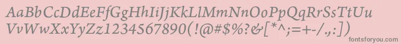 フォントArnoproItalic08pt – ピンクの背景に灰色の文字