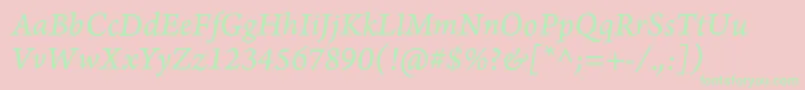 フォントArnoproItalic08pt – ピンクの背景に緑の文字