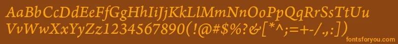ArnoproItalic08pt Font – Orange Fonts on Brown Background