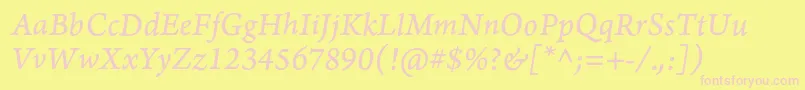 ArnoproItalic08pt Font – Pink Fonts on Yellow Background