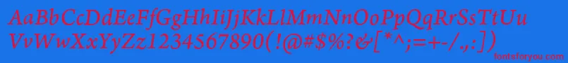 ArnoproItalic08pt Font – Red Fonts on Blue Background