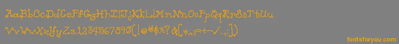 Weitere Informationen zur Likecockatoosbold-Schriftart Likecockatoosbold-Schriftart – Orangefarbene Schriften auf grauem Hintergrund