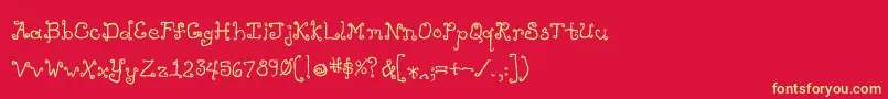 フォントLikecockatoosbold – 黄色の文字、赤い背景