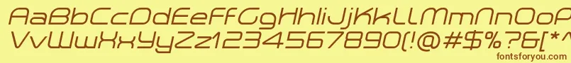 PlanetiumXItalicDemo-fontti – ruskeat fontit keltaisella taustalla