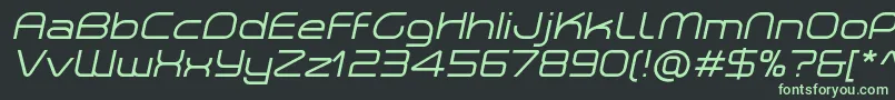 PlanetiumXItalicDemo-fontti – vihreät fontit mustalla taustalla