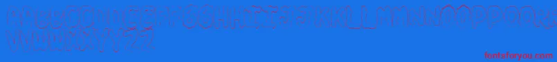 TurdsSoft-Schriftart – Rote Schriften auf blauem Hintergrund