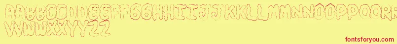 フォントTurdsSoft – 赤い文字の黄色い背景