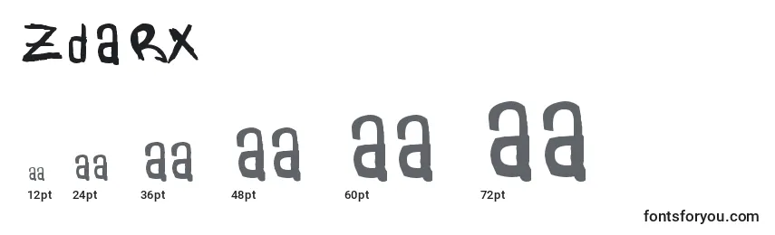 Размеры шрифта Zdarx
