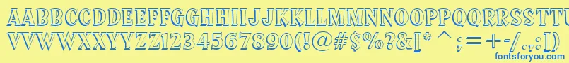 SprocketDeluxeBt Font – Blue Fonts on Yellow Background