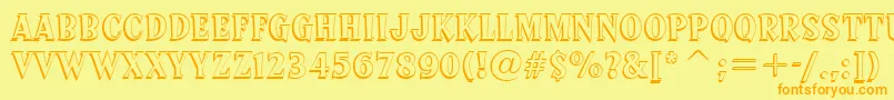 フォントSprocketDeluxeBt – オレンジの文字が黄色の背景にあります。