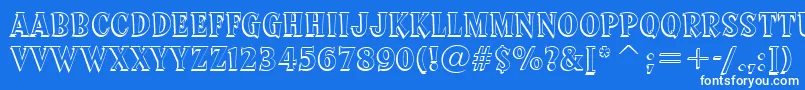 SprocketDeluxeBt-Schriftart – Weiße Schriften auf blauem Hintergrund