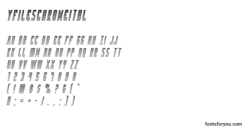 Schriftart Yfileschromeital – Alphabet, Zahlen, spezielle Symbole