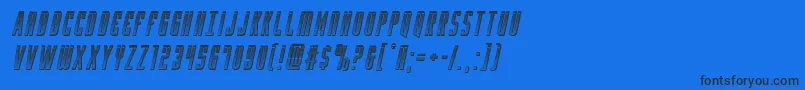 Yfileschromeital-Schriftart – Schwarze Schriften auf blauem Hintergrund