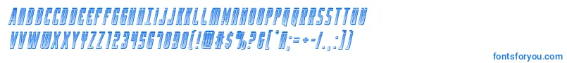 フォントYfileschromeital – 白い背景に青い文字