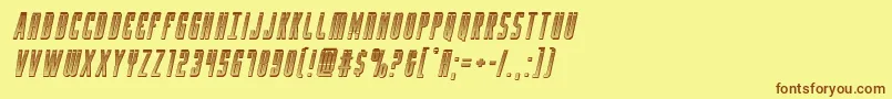 フォントYfileschromeital – 茶色の文字が黄色の背景にあります。