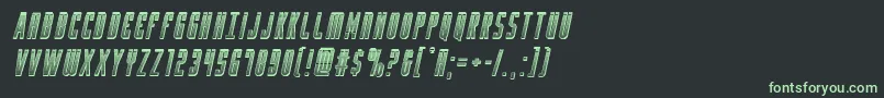 フォントYfileschromeital – 黒い背景に緑の文字