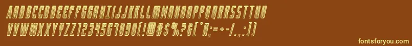 Yfileschromeital-Schriftart – Gelbe Schriften auf braunem Hintergrund