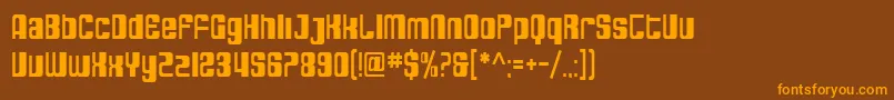 Czcionka SfDecotechnoCondensed – pomarańczowe czcionki na brązowym tle
