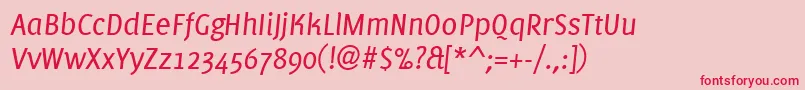 フォントPfmuseItalic – ピンクの背景に赤い文字