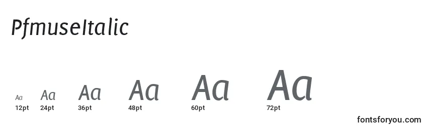 Размеры шрифта PfmuseItalic