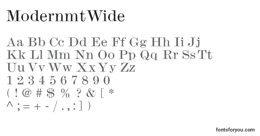 Czcionka ModernmtWide – alfabet, cyfry, specjalne znaki