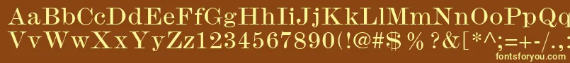 ModernmtWide-fontti – keltaiset fontit ruskealla taustalla