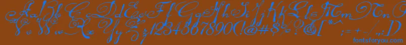 Rhalinaexpi Font – Blue Fonts on Brown Background