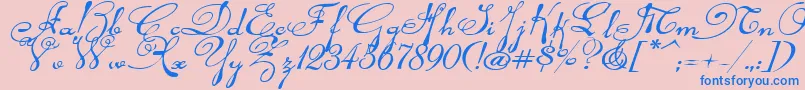 Rhalinaexpi Font – Blue Fonts on Pink Background