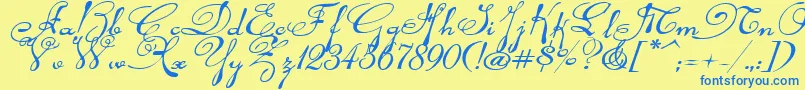 Rhalinaexpi Font – Blue Fonts on Yellow Background