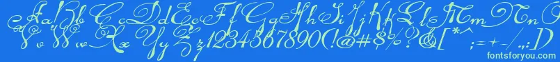 Rhalinaexpi Font – Green Fonts on Blue Background