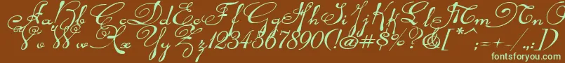 Rhalinaexpi-Schriftart – Grüne Schriften auf braunem Hintergrund