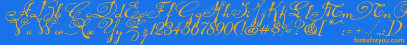 Rhalinaexpi Font – Orange Fonts on Blue Background