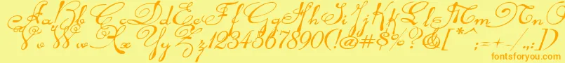 Rhalinaexpi Font – Orange Fonts on Yellow Background