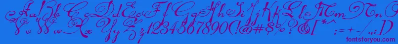 Rhalinaexpi Font – Purple Fonts on Blue Background