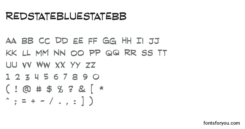 Czcionka RedstatebluestateBb – alfabet, cyfry, specjalne znaki