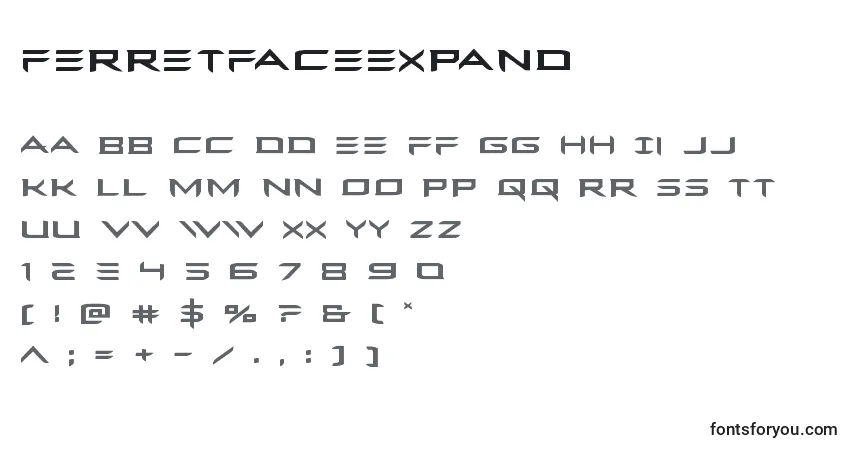Шрифт Ferretfaceexpand – алфавит, цифры, специальные символы