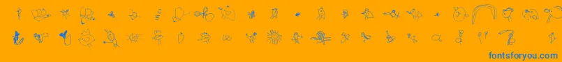 Julidoodles3yrsSmall Font – Blue Fonts on Orange Background