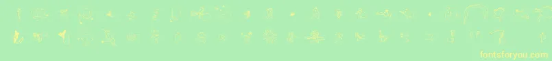 Julidoodles3yrsSmall Font – Yellow Fonts on Green Background