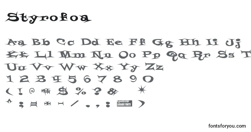 Schriftart Styrofoa – Alphabet, Zahlen, spezielle Symbole