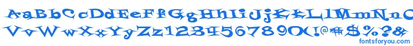 フォントStyrofoa – 白い背景に青い文字