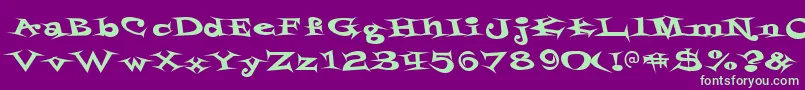 フォントStyrofoa – 紫の背景に緑のフォント