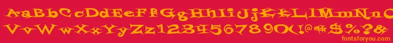 フォントStyrofoa – 赤い背景にオレンジの文字