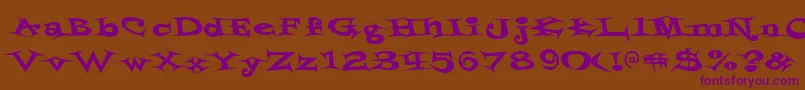 Czcionka Styrofoa – fioletowe czcionki na brązowym tle
